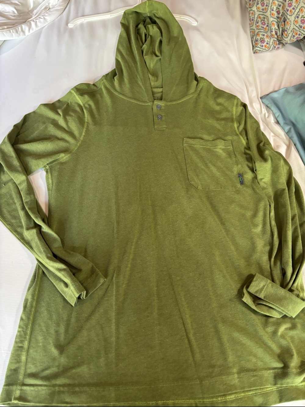 Stio Olive Hooded Lightweight Henley Shirt Jacket